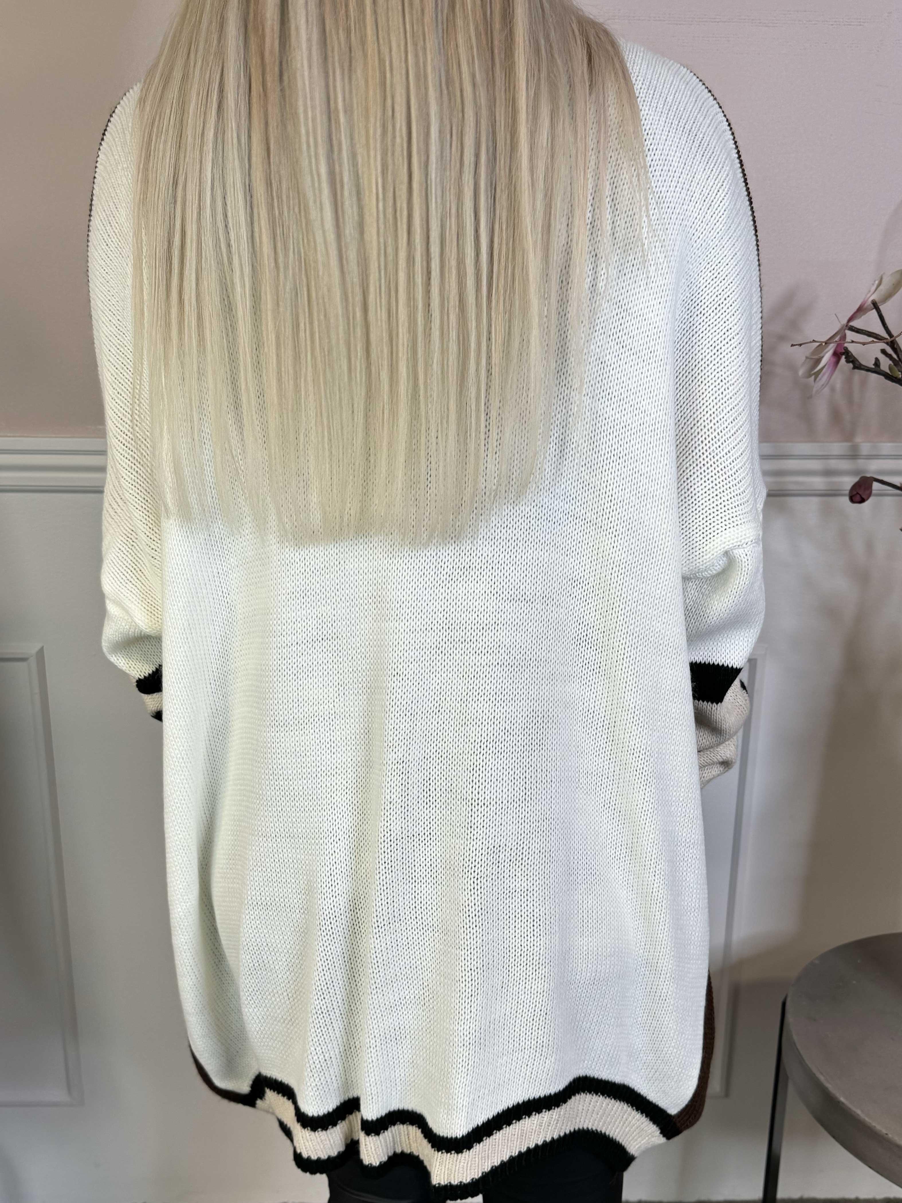 Diah - Flerfarvet college strikcardigan